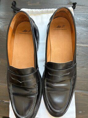 Mr Porter Black Leather Penny Loafers Size 13 (UK Size 12)